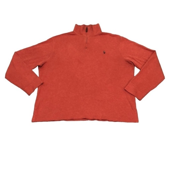 POLO Ralph Lauren Estate Ribbed Quartet Zipped Pullover Size Lauren Burnt Orange - Picture 1 of 9